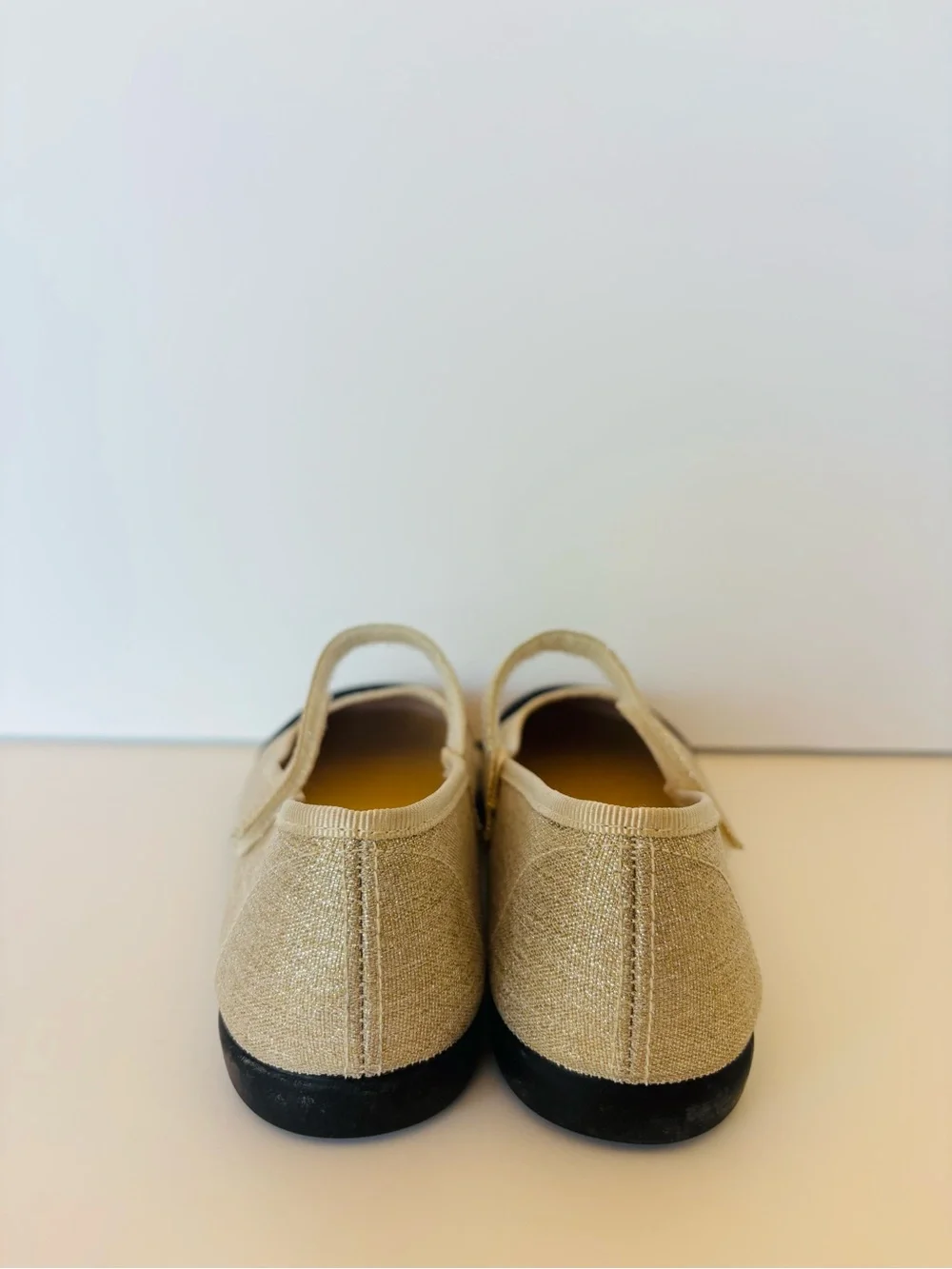 Childrenchic Emilia Gold Beige and Black Mary Jane Ballet Flat, size 3 (34EU)